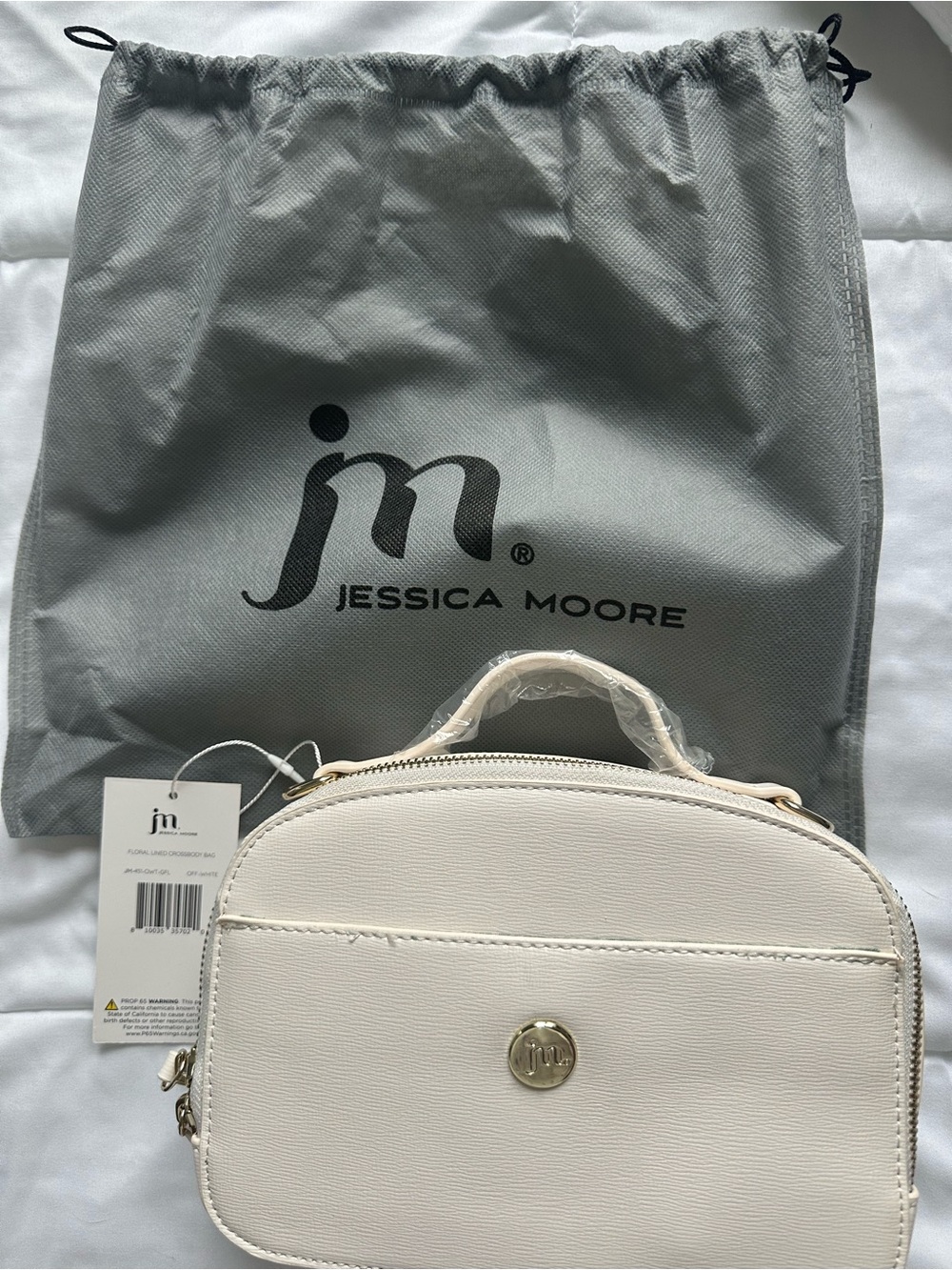 Jessica Moore Cream Mini Top-Handle Crossbody Bag